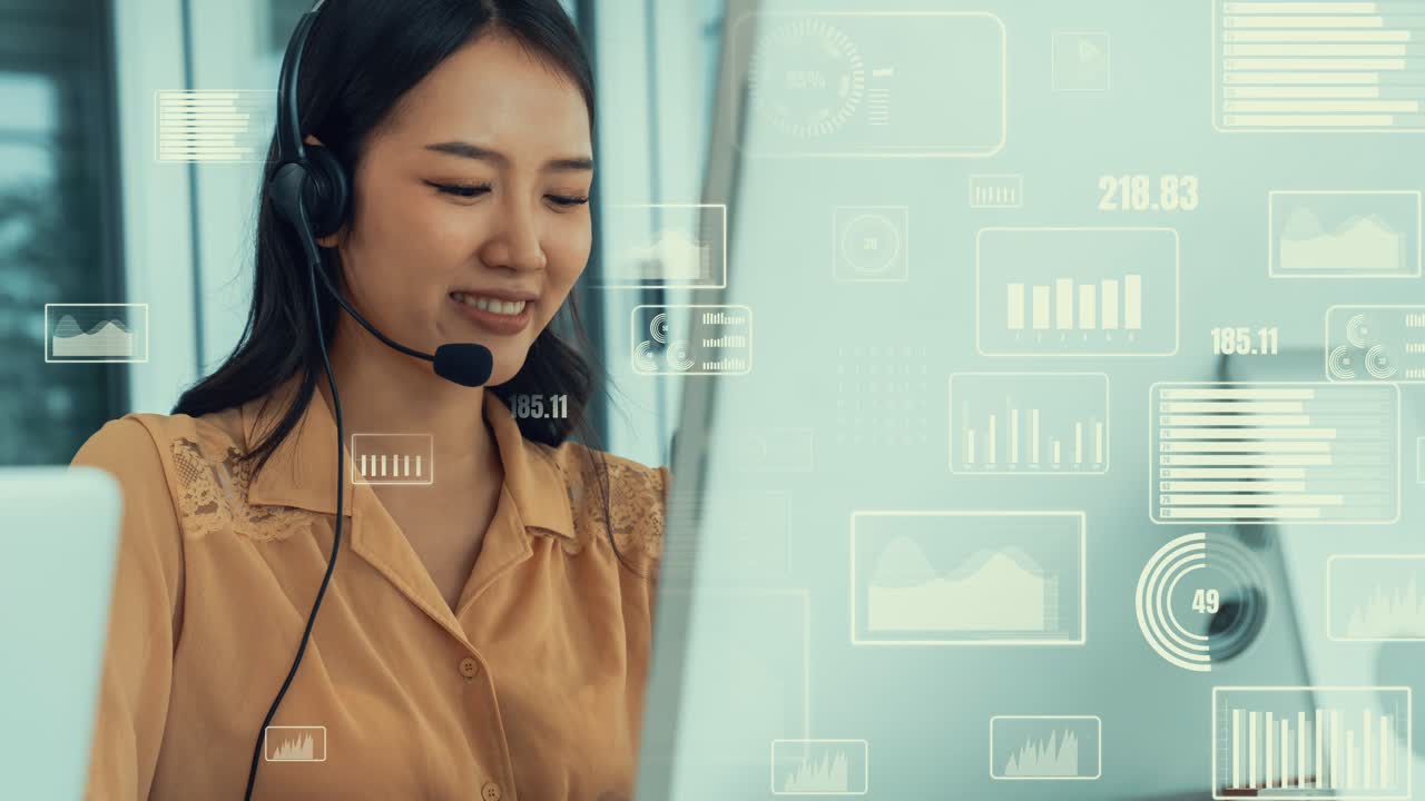 el centro de llamadas de soporte al cliente proporciona datos con gráficos visuales