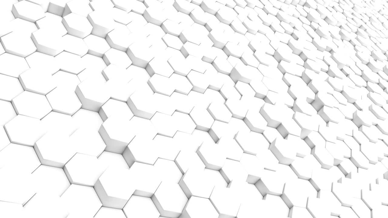 3d rendering Hexagon white grid pattern technology background loop