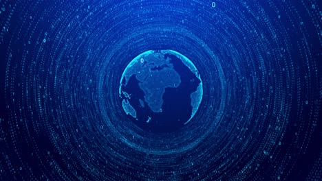 3d futuristic rotating world globe in particles or small dots modern technology background for