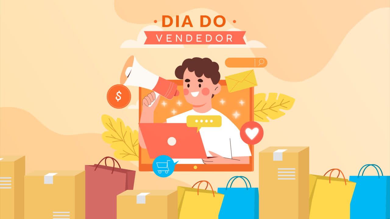 디아 도 벤더 (dia do vendedor) 의 평면 일러스트레이션의 모션 그래픽