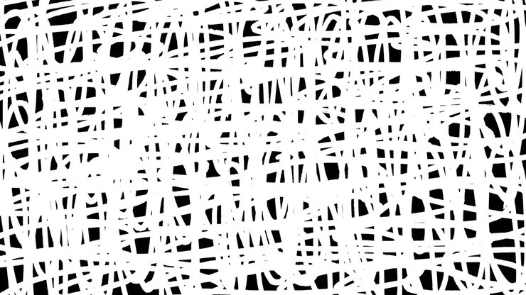 Abstract White Scribbles Pattern on Black Background