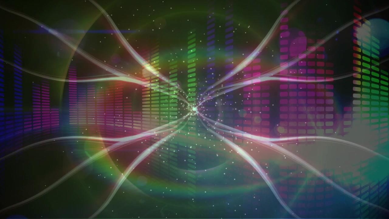 Fundo Abstrato de Equalizador de Música com Ondas de Luz Brilhantes