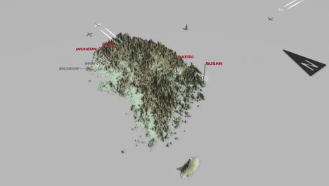 3d terrain map south korea