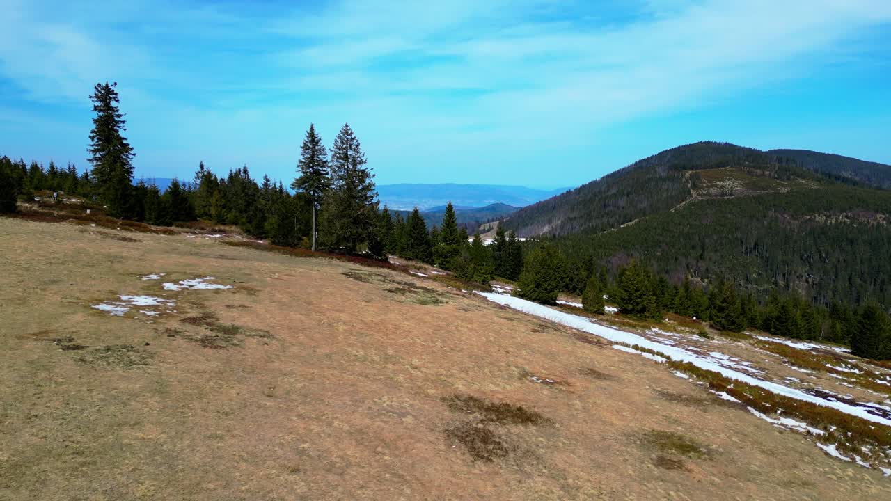 Landscape of Rysianka mountain pasture - drone 4K