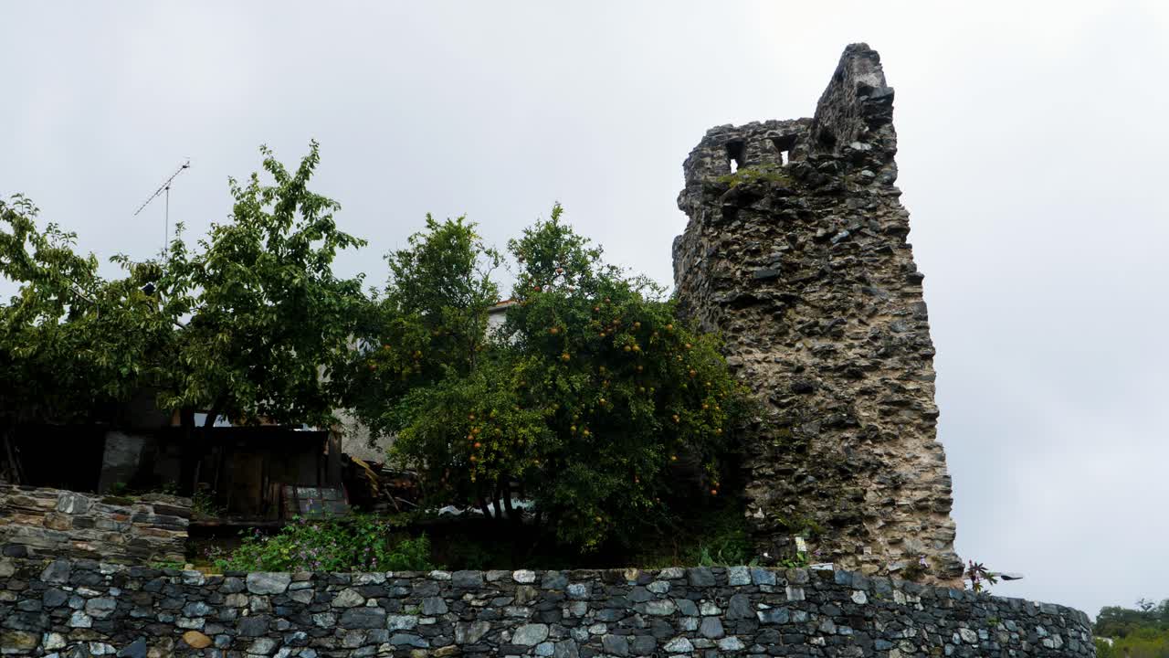 Ruined castle Tower Amidst Vinhais Greenery, Bragan&ccedil;a, Portugal