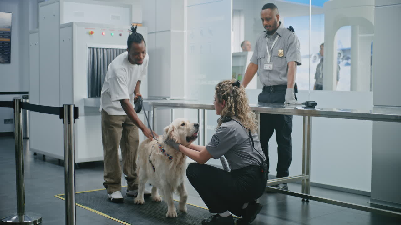 Airport Security Check with Dog
