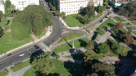 aerial - recoleta neighborhood, buenos aires, argentina, wide lowering shot