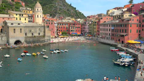 aerial 4k footage of vernazza, cinque terre in italy