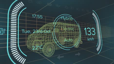 animation of network of connections with icons over scope scanning and data processing