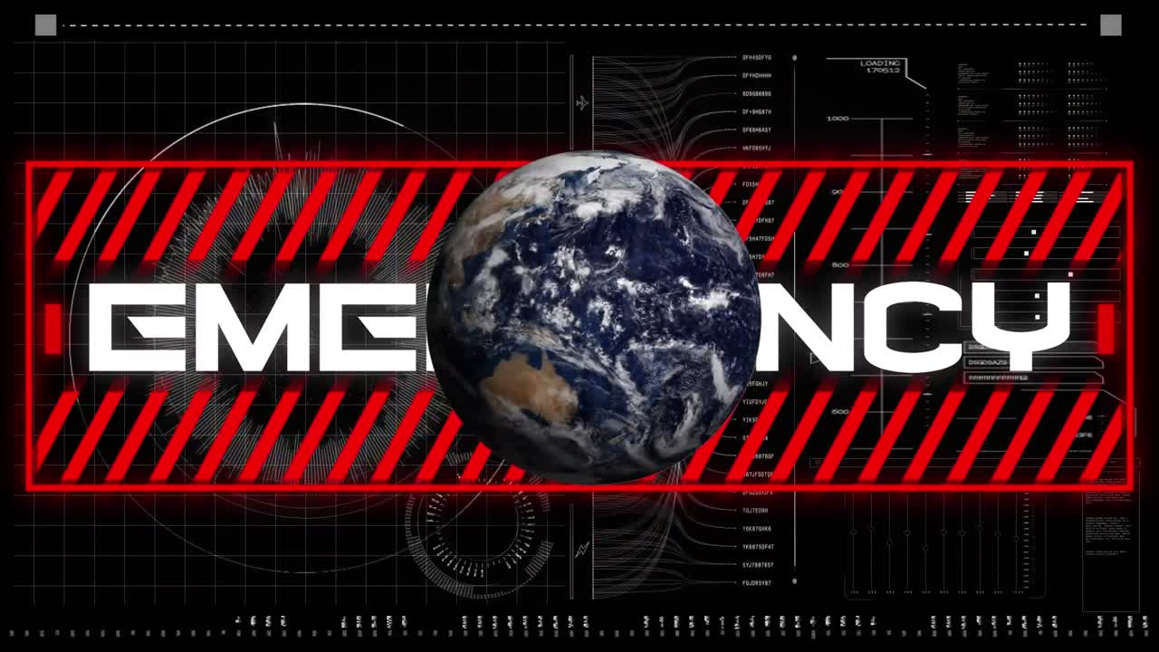 animación de texto, emergencia con globo girando sobre el procesamiento de datos en la interfaz