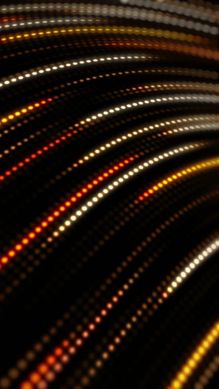 Pattern of glowing neon lines. Fast movement and flickering of yellow LED. Music looping seamless club animation. Vertical video.