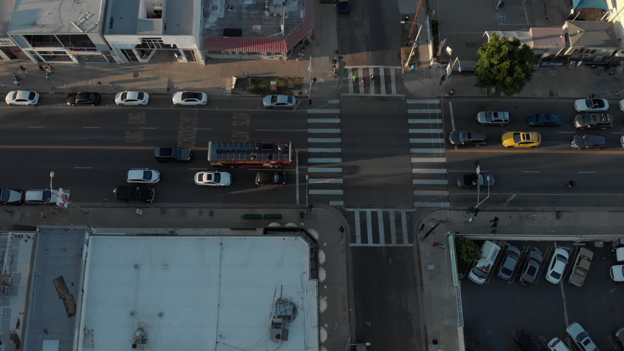 Los Angeles city pan down aerial drone in 4K