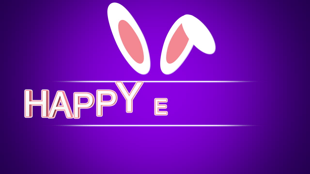 Happy Easter text and rabbit on purple background 1