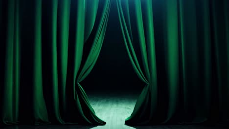 green theater curtains