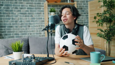 Teenager Podcast Host Discussing Soccer