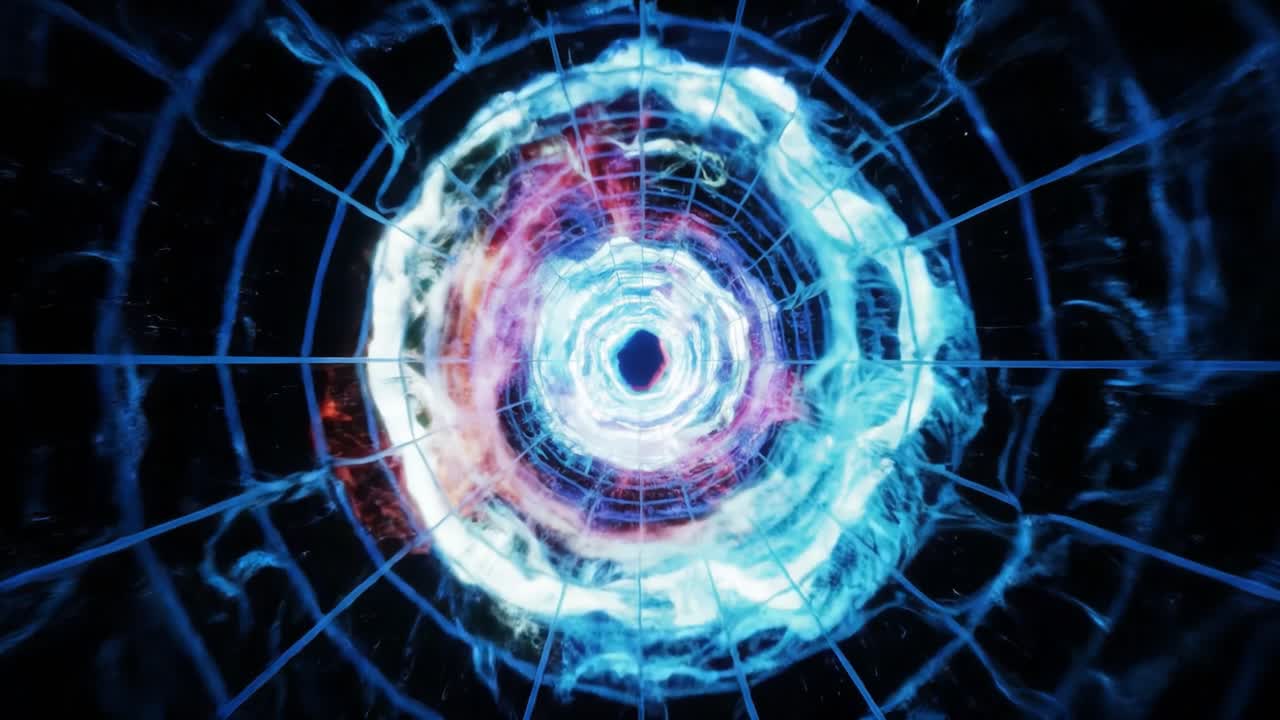 A Stunning Visual Journey Through a Hypnotic Portal of Colorful Energy Waves, Capturing the Essence of Movement and Light in a Sci-Fi Inspired Environment