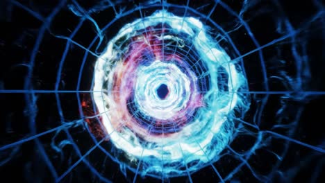 a stunning visual journey through a hypnotic portal of colorful energy waves, capturing the essence of movement and light in a sci-fi inspired environment