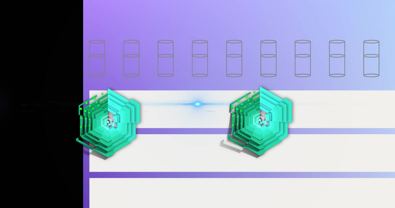 Animation of glowing lens flare with globes and wave pattern in viewfinder with ice-cream sticks