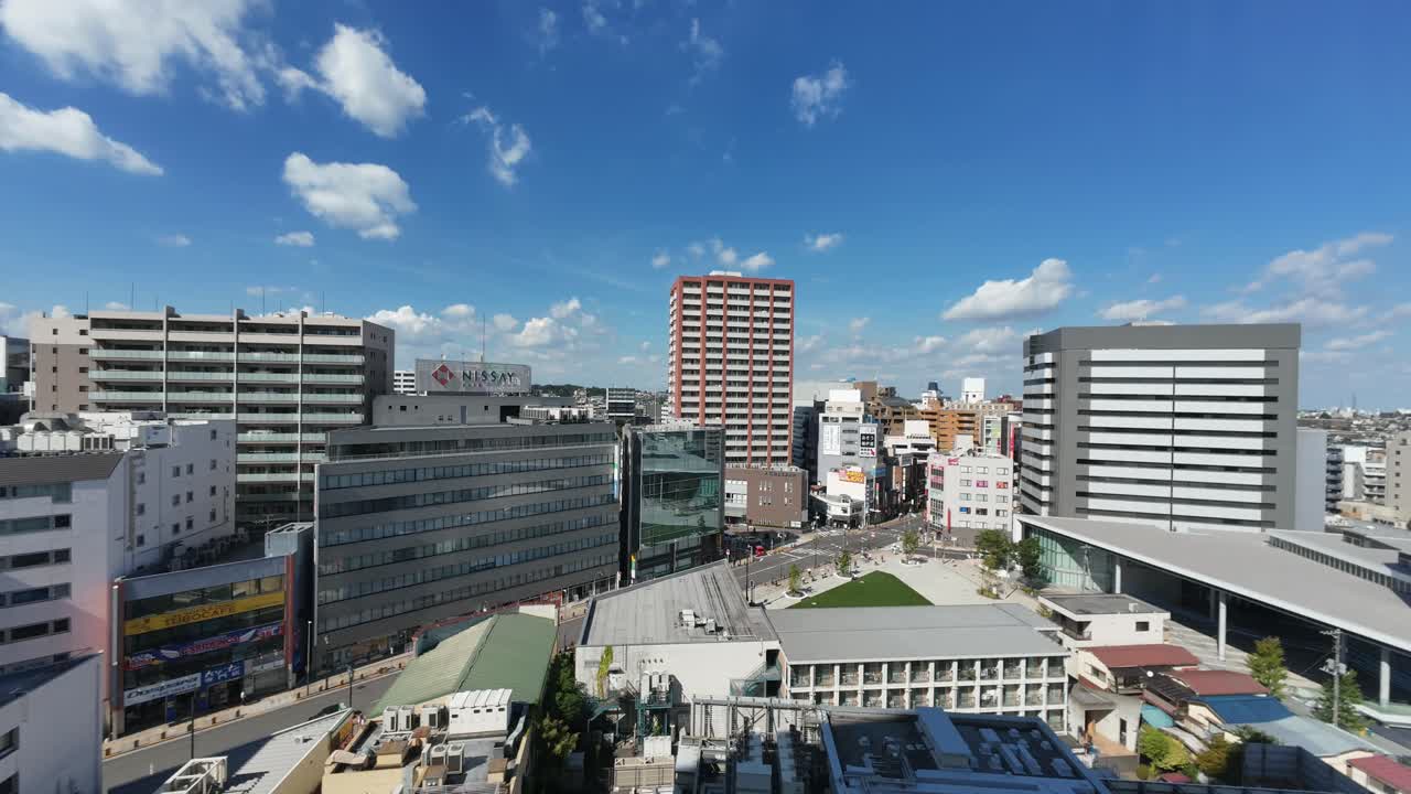 Hachioji city centre, Tokyo skyline. Daytime time lapse