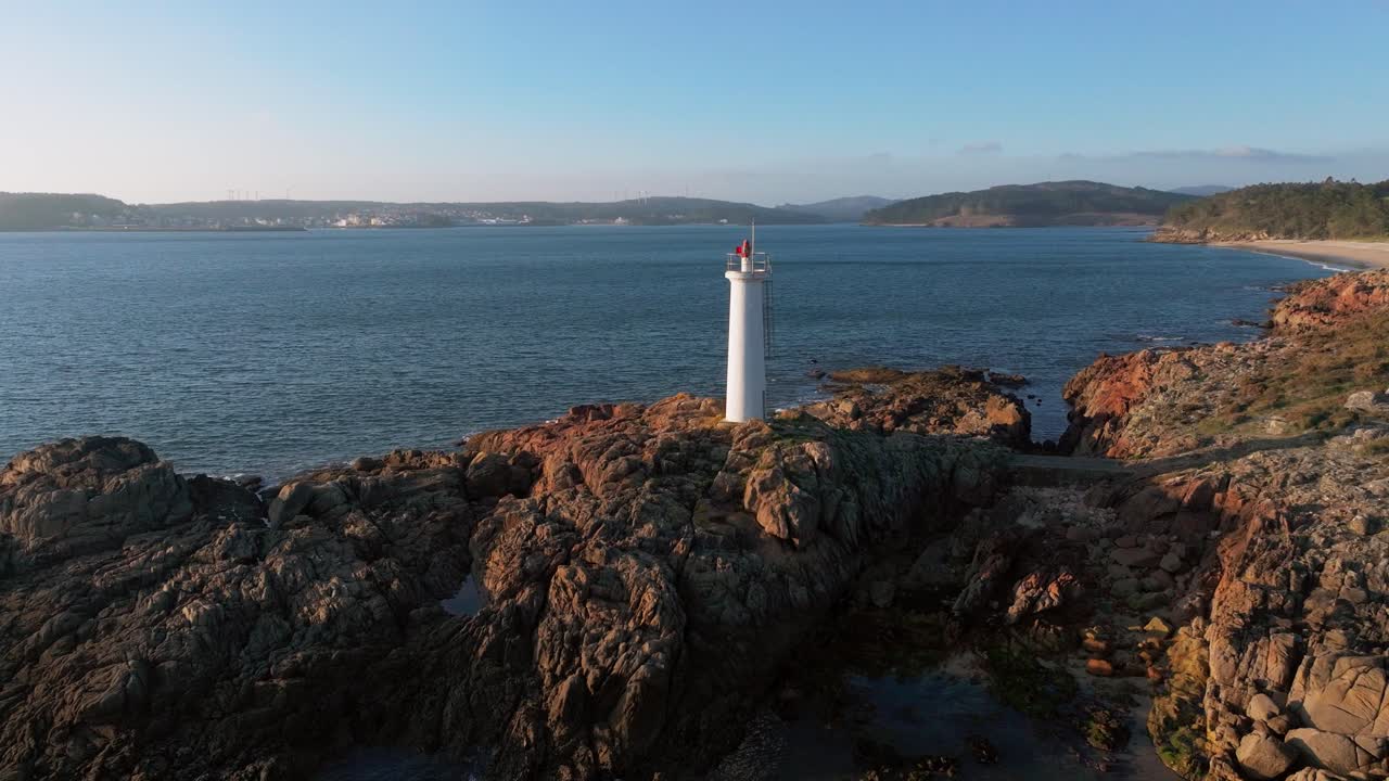 Flying Towards The Praia do Lago Towards The Fazo baliza do Lago In Muxia, A Coruña, Spain. - aerial shot