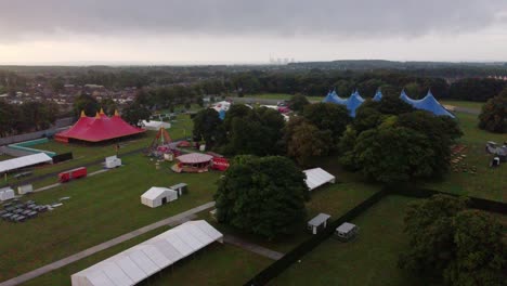 Exploration-Shot-Of-The-Colourful-Marquees-Being-Set-Up-And-Secured-Down