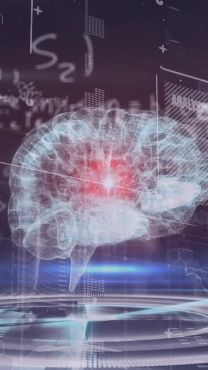 Animation of scope scanning and data processing over brain
