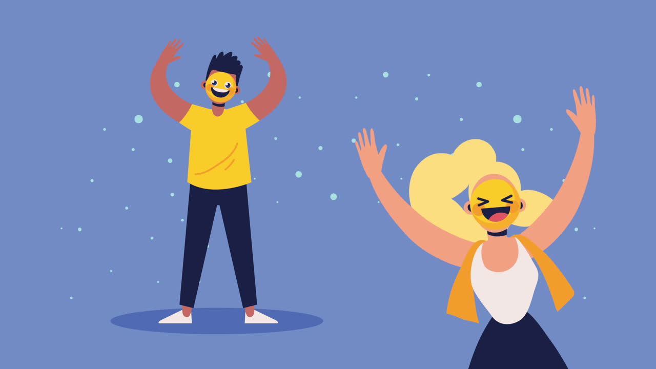 이모지 마스크를 입은 사람들