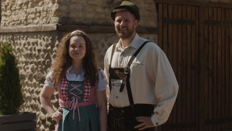 couple in bavarian traditional costumes