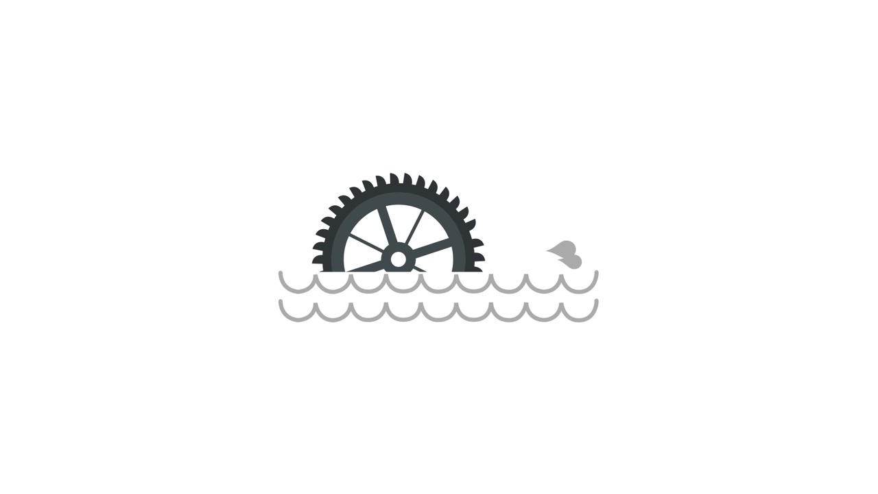 Animated Gear Rotating and Splashing in Water
