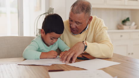 Grandparent,-talking-or-child-drawing-in-books