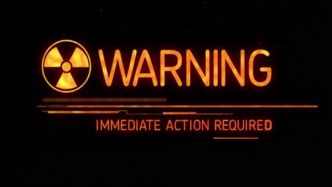 animation of warning text with biohazard symbol on black background