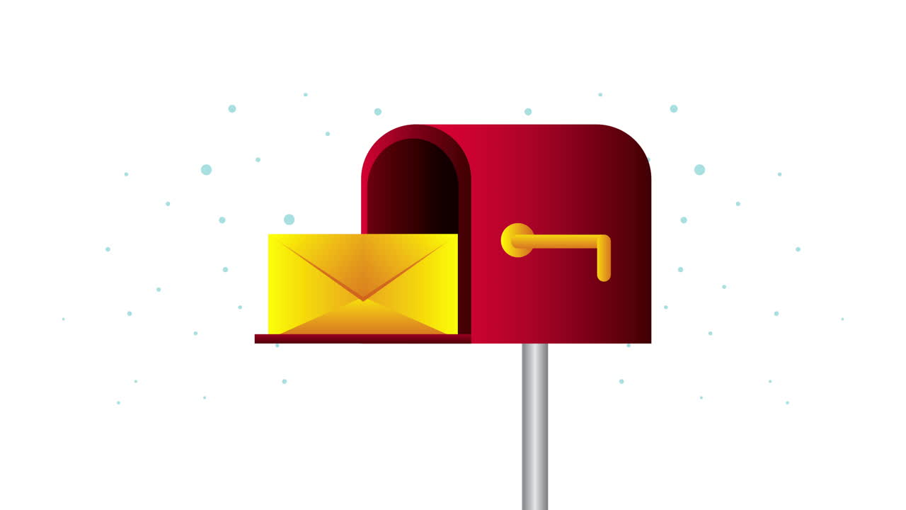 우편 상자에 봉투가 있는 우편 서비스 애니메이션