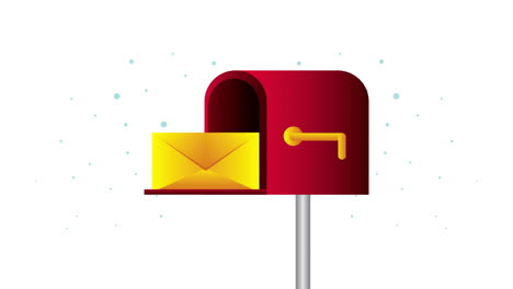animación del servicio postal con sobre en el buzón