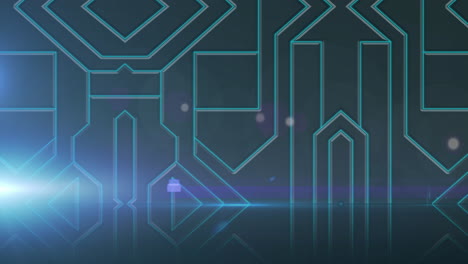 Animation of blue digital lines with glowing light on blue background