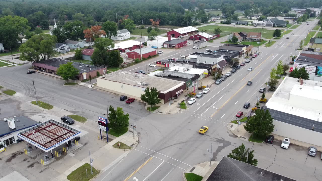 Big rapids michigan drone aerial stock footage