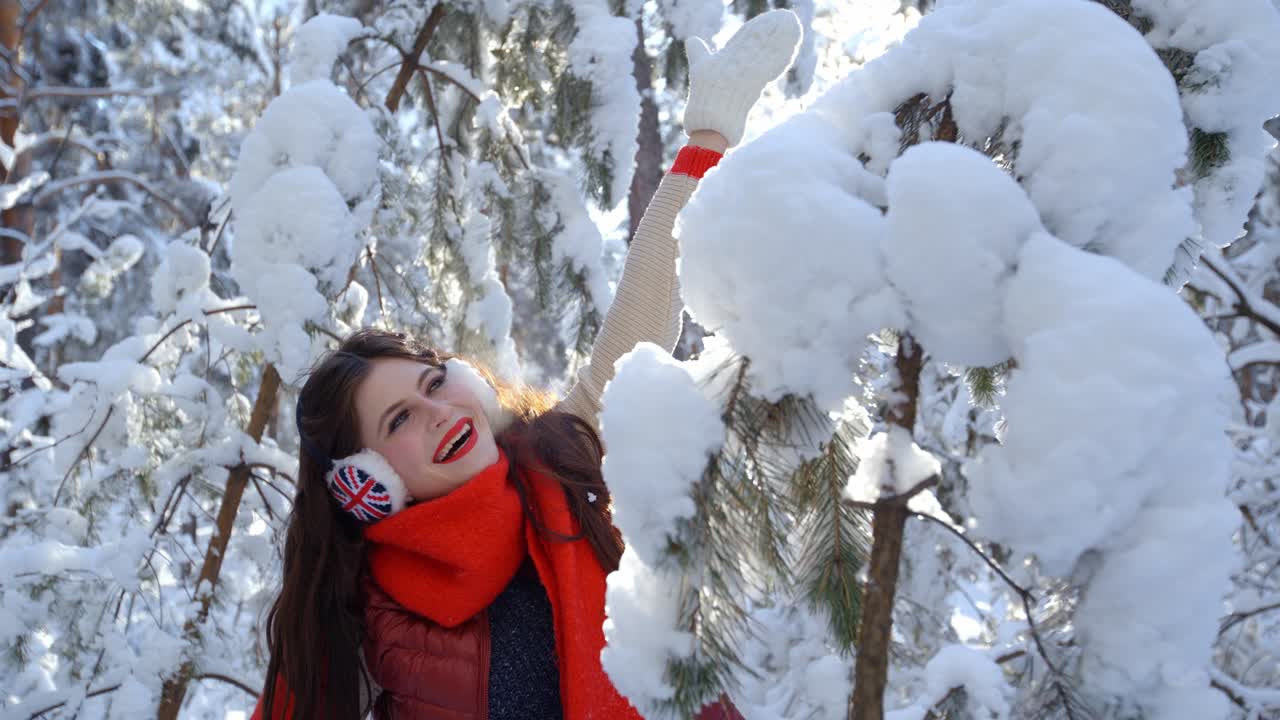 Woman in a snowy forest