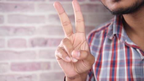 la mano haciendo un signo de paz