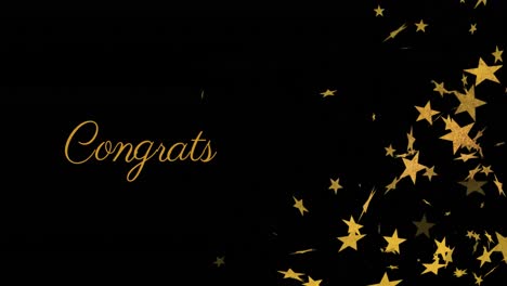 animation of congrats text and stars on black background