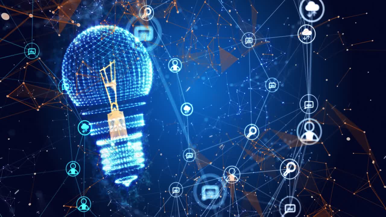 전구, 연결 및 데이터 처리의 애니메이션