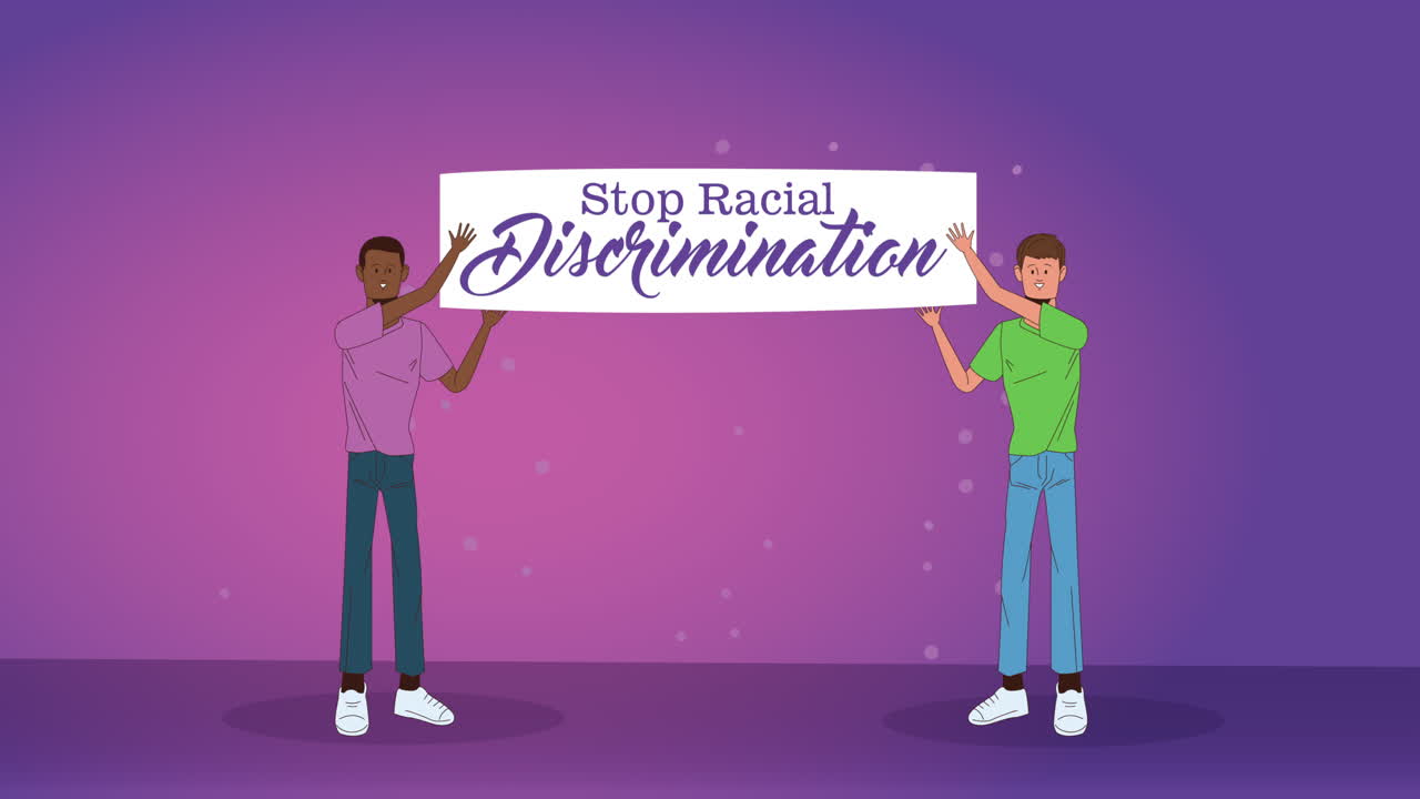 인종차별 캠페인을 멈추고 인종 간의 남자들이 발을 들어 올립니다.