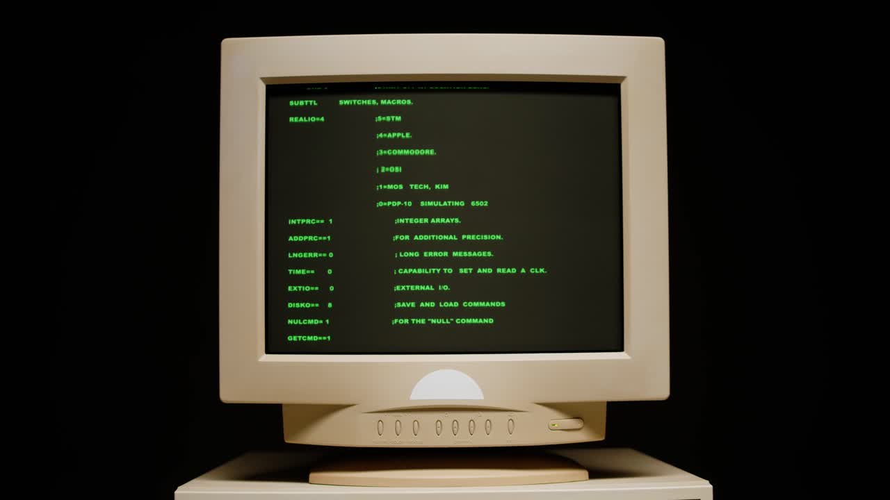 Vintage Computer Screen Displaying Code