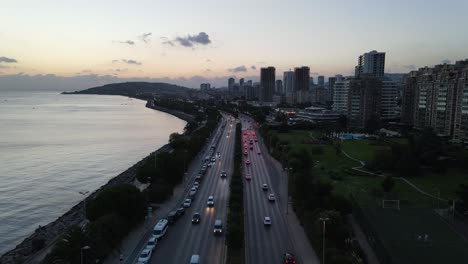 Evening-Traffic-Aerial-Drone-Shot