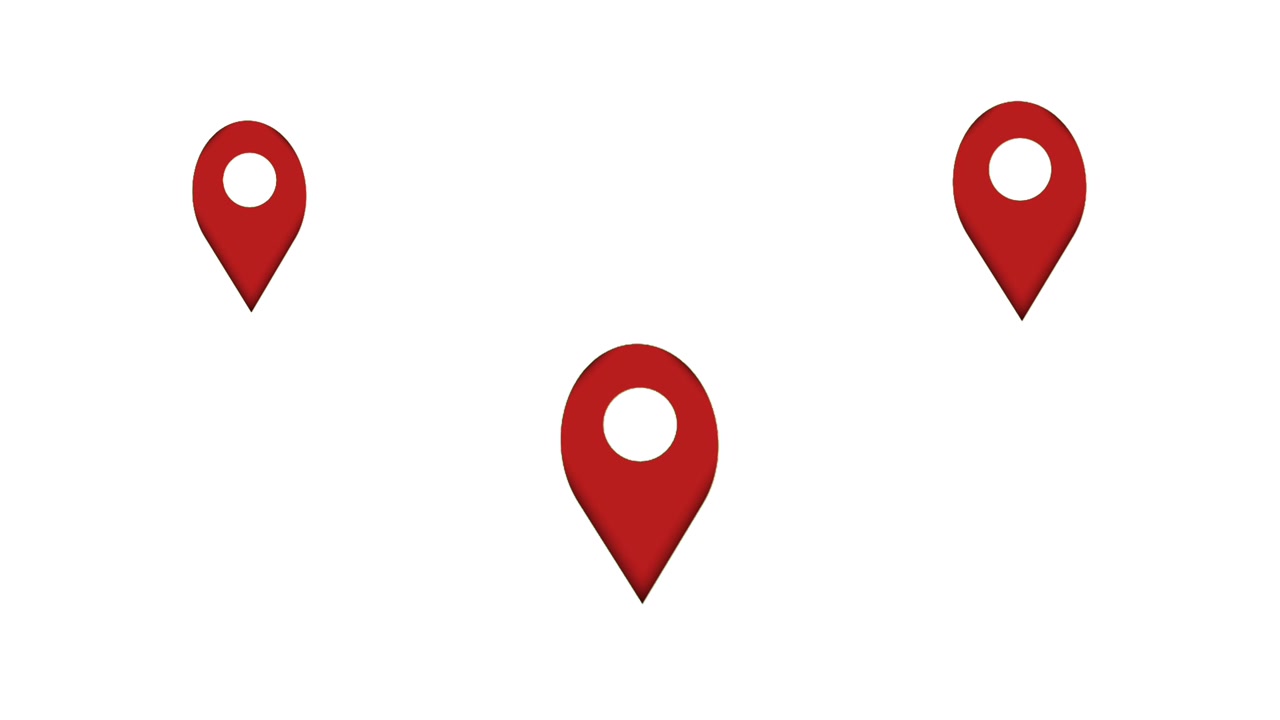 Animation location pin icon symbol on white background. Red map marker motion graphic symbol for GPS navigation, map tracking,destination, route planning.travel concepts