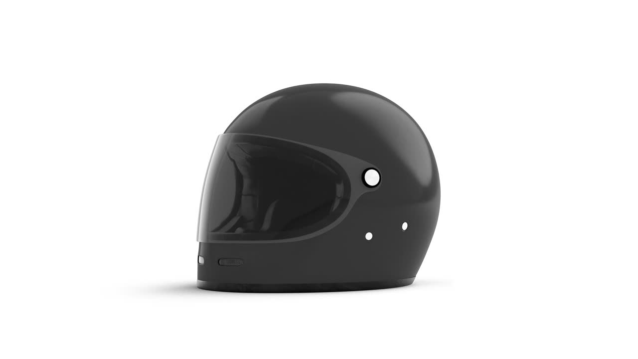 Blank black motorcycle helmet mockup, looped rotation