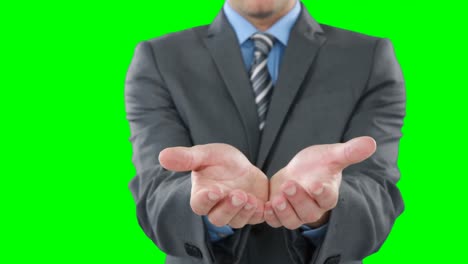 sección media del hombre de negocios gesticulando