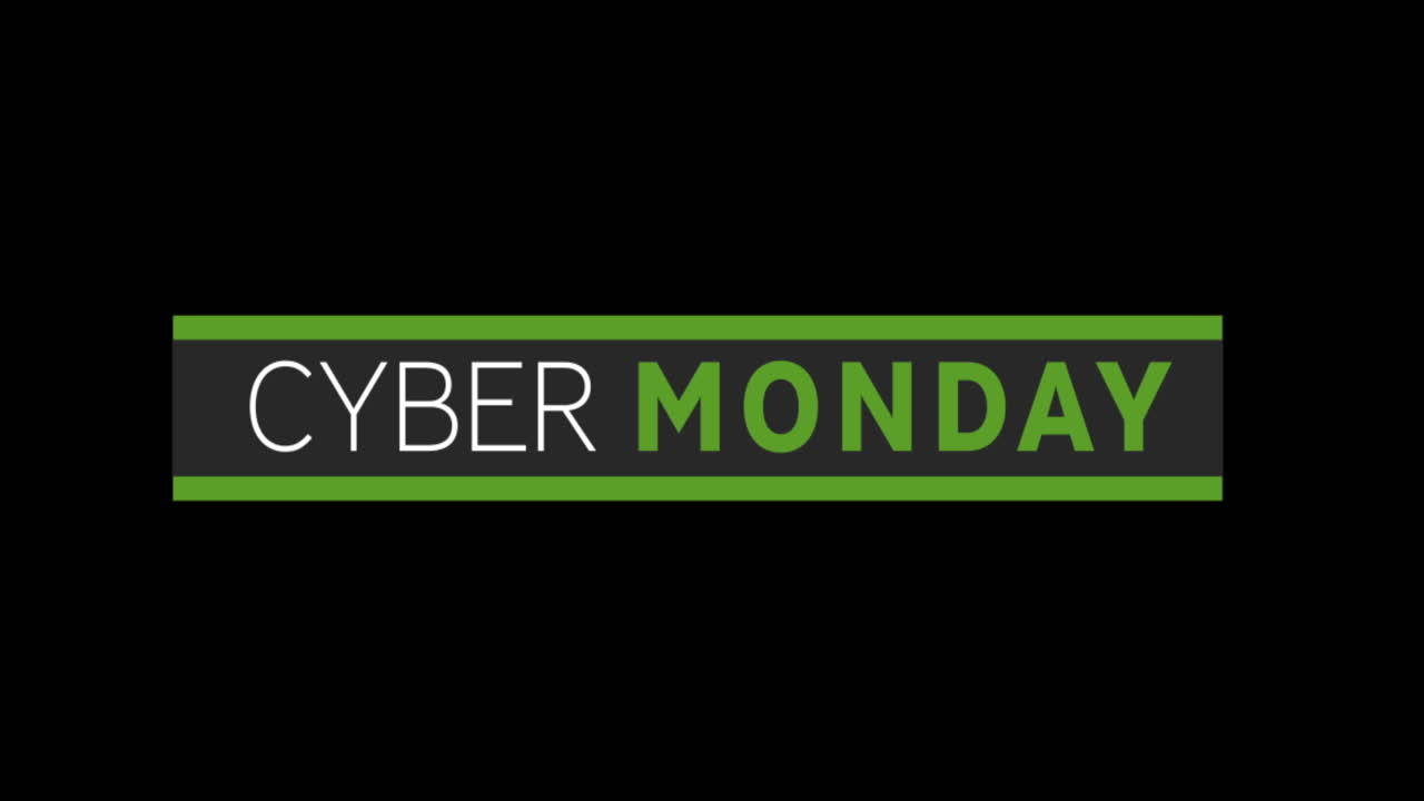 cinta gris con texto de cyber monday contra la pantalla verde