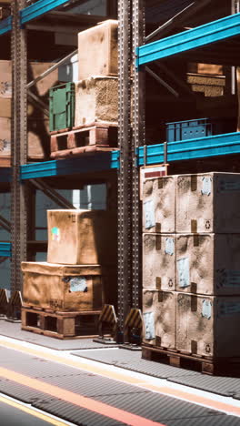 warehouse interior with pallets and boxes