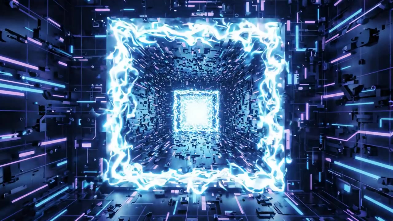 Visually Stunning Tunnel of Light: An Enthralling Journey Through a Hypnotic Digital Realm with Pulsating Colors and Dynamic Energy