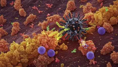 exploring the intricate interaction of immune cells and viruses at the microscopic level: a detailed visual representation of cellular defense mechanisms
