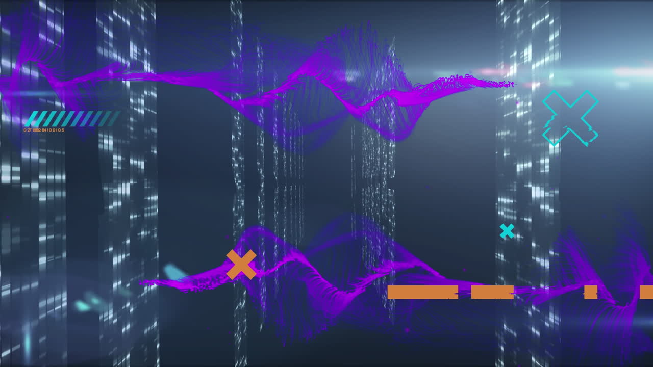 Animation of geometric figures and network of connections with data processing over computer servers